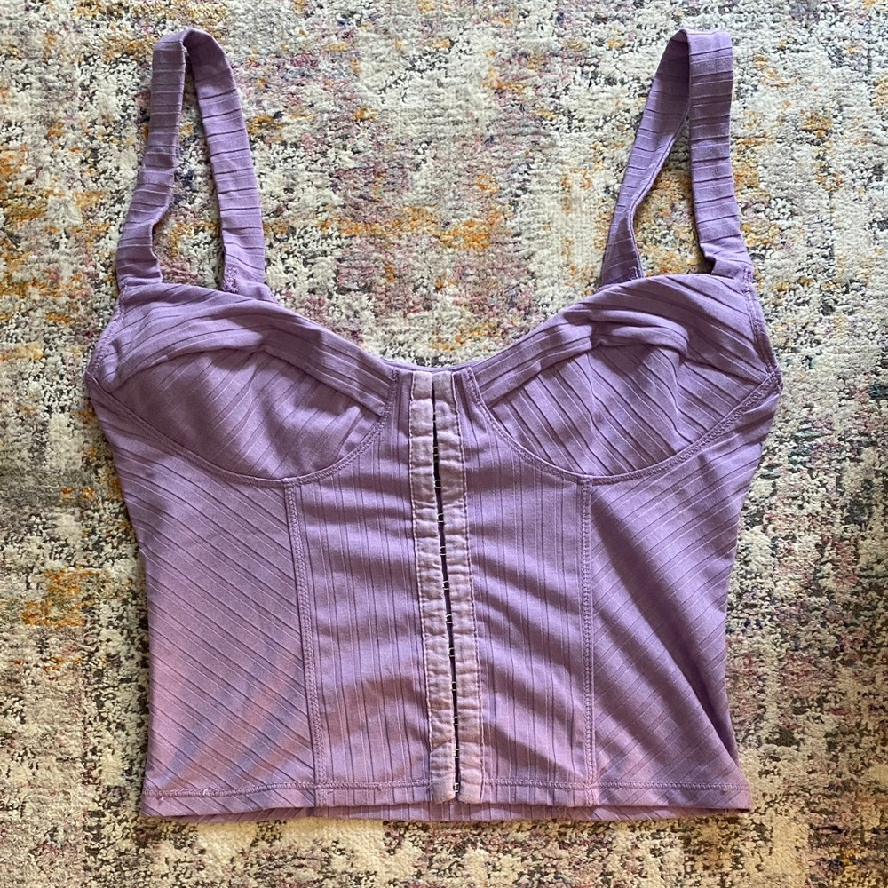 Free People Lavender Ribbed Corset Tank